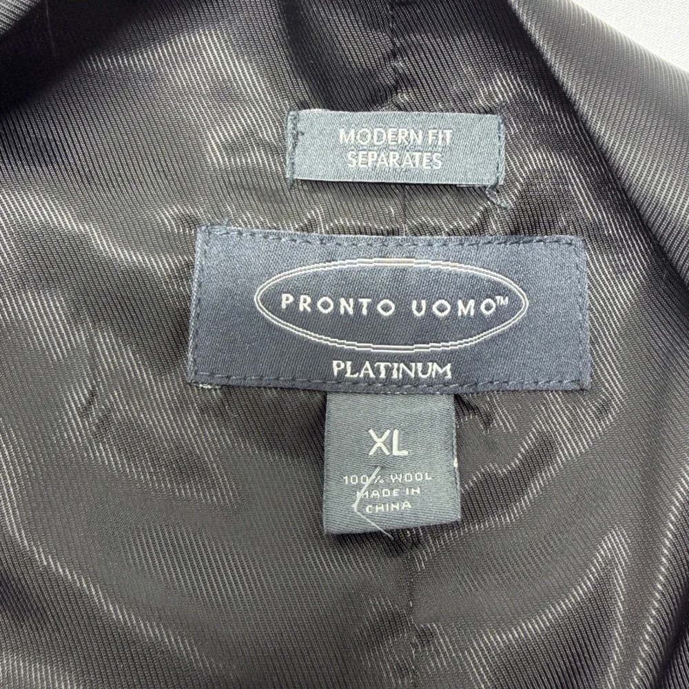 Pronto Uomo Platinum Mens XL Black 100% Wool Modern Fit Suit Vest Waistcoat